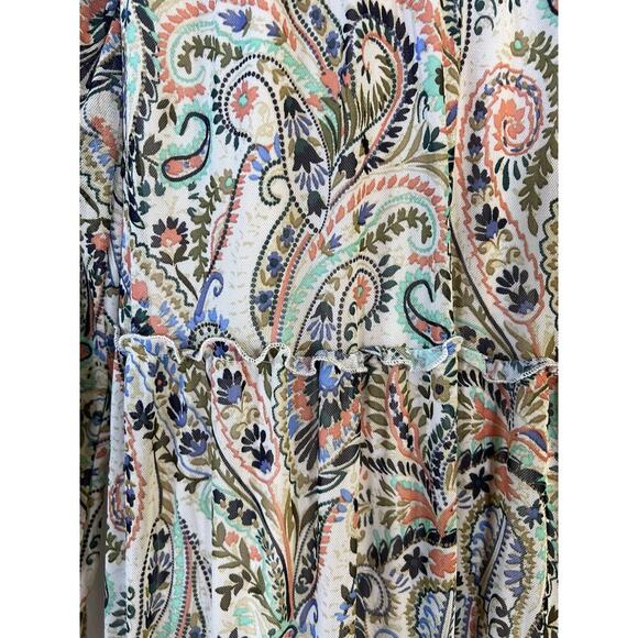 Kate and Lily Paisley Dress Tiered Round Size Long Sleeve Sz 10 Boho Fall Colors - Picture 10 of 12